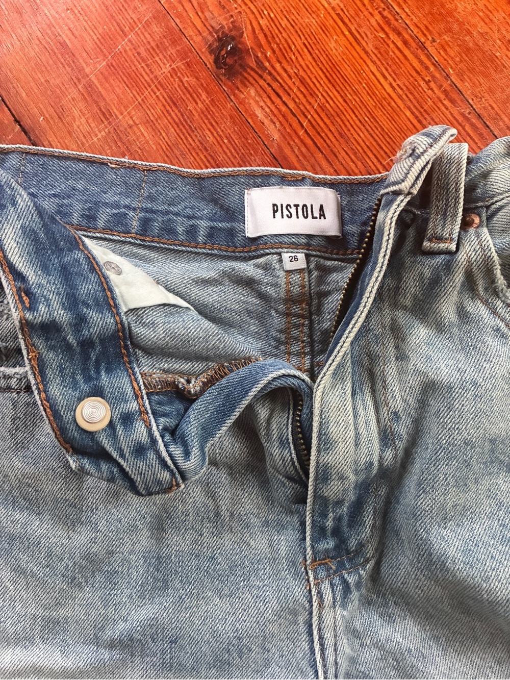 Pistola Women's Distressed High-Waist Denim Shorts - Light Blue - Picture 2 of 3